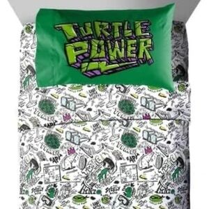 Turtle Power Green and White Full sheet Set